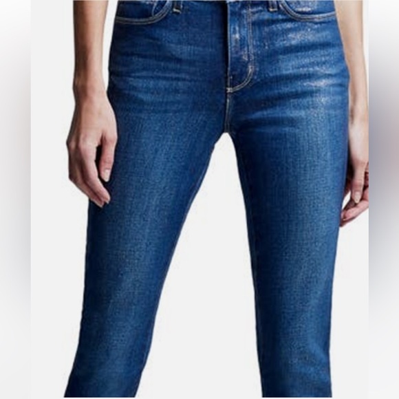 L'AGENCE El Matador french slim metallic crop skinny jeans Fremont gold size 23 - Picture 2 of 16